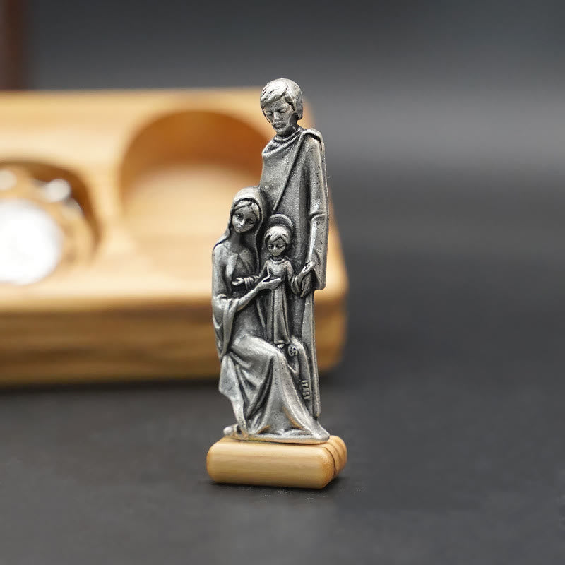 Christianartworkshop Handmade Religious Devotional Olive Wood Holy Family Rosary Set