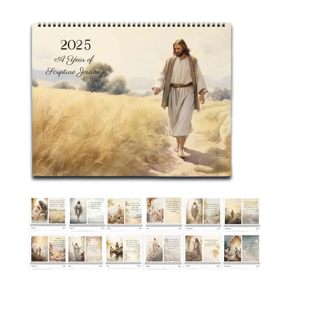 Christianartworkshop 2025 Jesus Christ A Year of Scripture Journey Desk Wall Calendar Ornaments