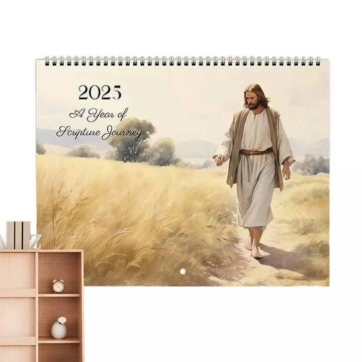 Christianartworkshop 2025 Jesus Christ A Year of Scripture Journey Desk Wall Calendar Ornaments