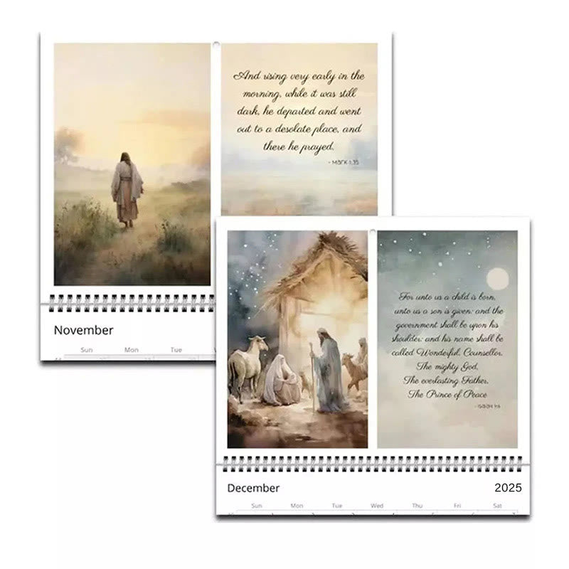 Christian Art 2025 Jesus Christ A Year of Scripture Journey Desk Wall Calendar Ornaments