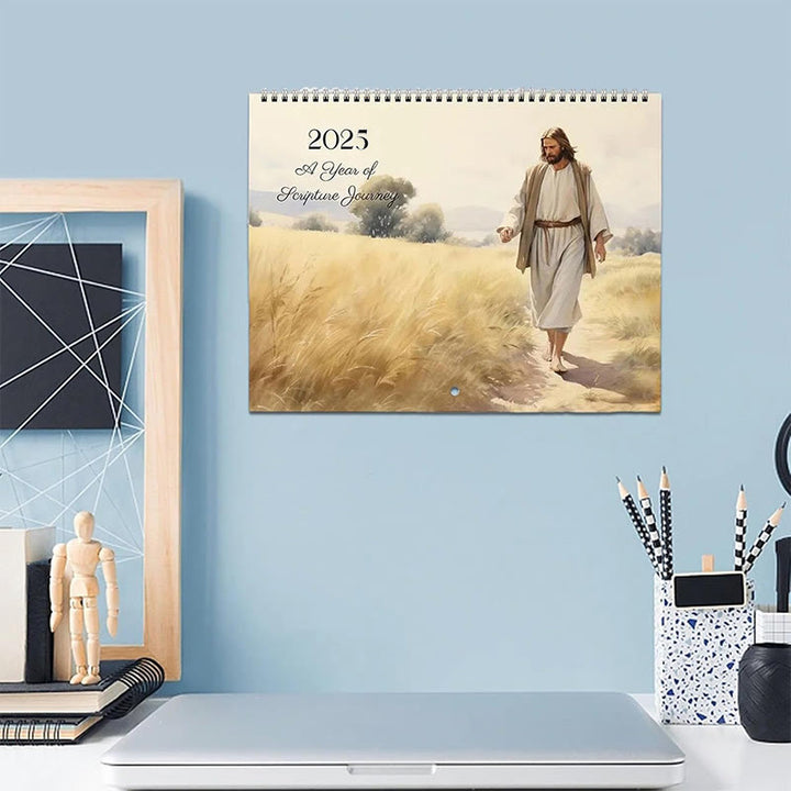 Christianartworkshop 2025 Jesus Christ A Year of Scripture Journey Desk Wall Calendar Ornaments