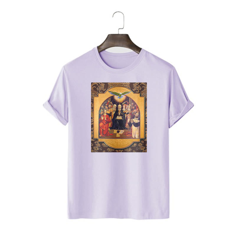 Christianartworkshop Classic Style Holy Spirit Apostles Saint Virgin Mary Short Sleeve Washed T-shirt