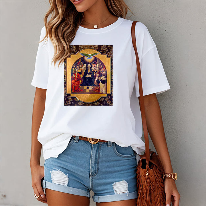 Christianartworkshop Classic Style Holy Spirit Apostles Saint Virgin Mary Short Sleeve T-shirt - image 6