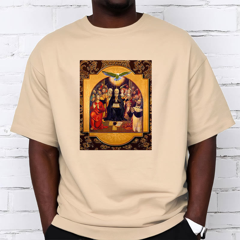 Christianartworkshop Classic Style Holy Spirit Apostles Saint Virgin Mary Short Sleeve T-shirt - image 8