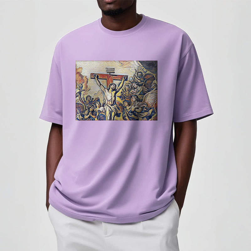 Christianartworkshop Classic Style Crucifixion of Jesus Classic Short Sleeve Washed T-shirt