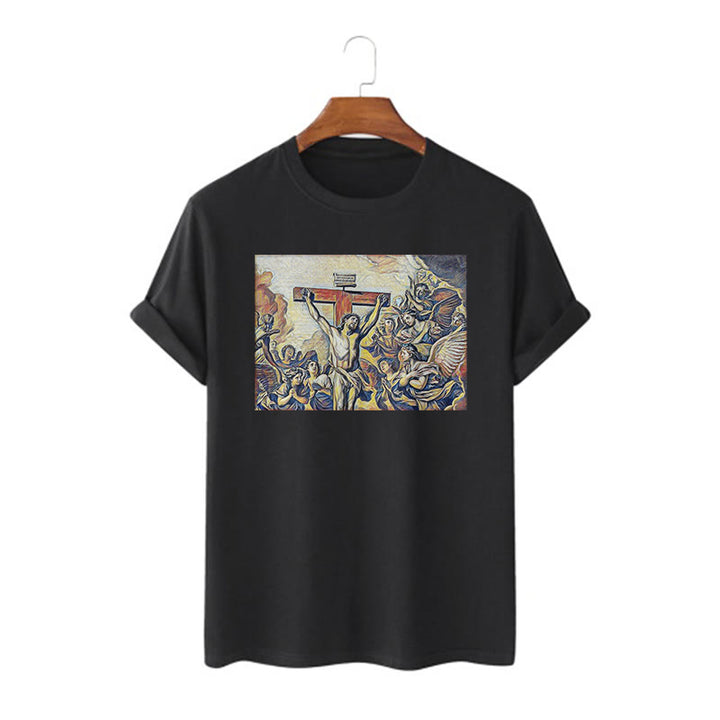 Christianartworkshop Classic Style Crucifixion of Jesus Classic Short Sleeve T-shirt - Black - 2XL - image 3