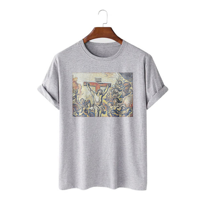 Christianartworkshop Classic Style Crucifixion of Jesus Classic Short Sleeve Washed T-shirt