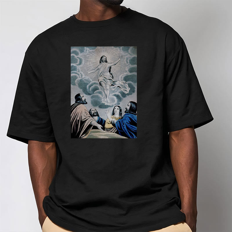 Christianartworkshop Classic Style The Ascension Short Sleeve Washed T-shirt