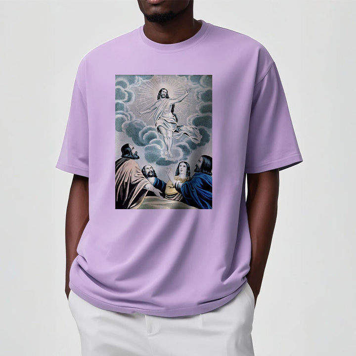 Christianartworkshop Classic Style The Ascension Short Sleeve Washed T-shirt