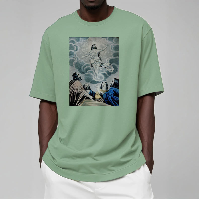 Christianartworkshop Classic Style The Ascension Short Sleeve Washed T-shirt