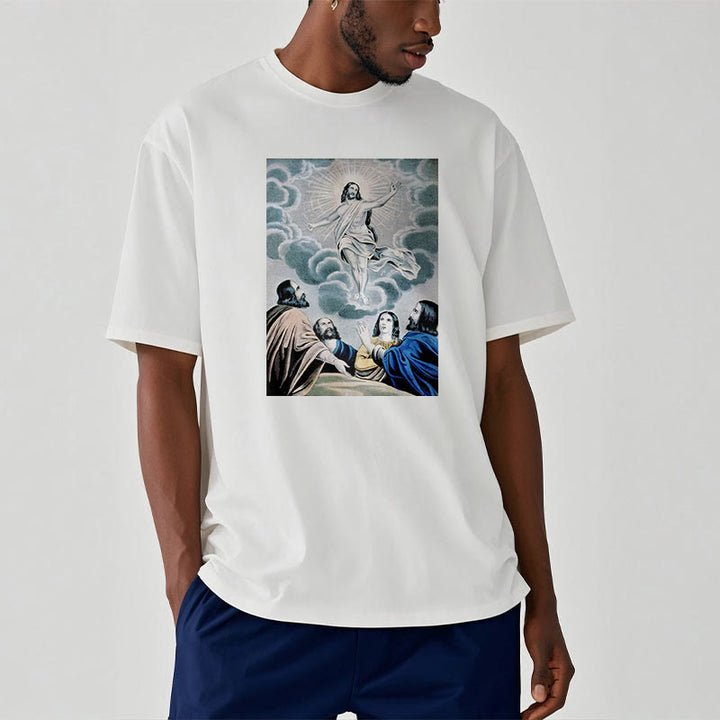 Christianartworkshop Classic Style The Ascension Short Sleeve Washed T-shirt