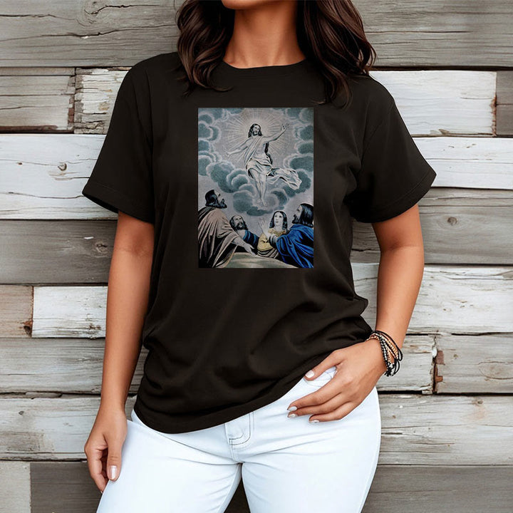 Christianartworkshop Classic Style The Ascension Short Sleeve Washed T-shirt