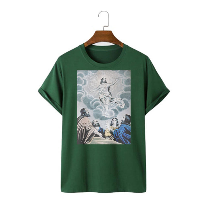 Christianartworkshop Classic Style The Ascension Short Sleeve Washed T-shirt