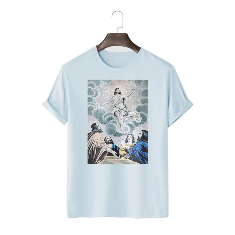 Christianartworkshop Classic Style The Ascension Short Sleeve Washed T-shirt