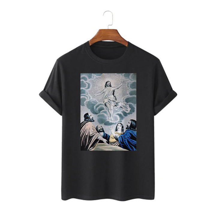 Christianartworkshop Classic Style The Ascension Short Sleeve Washed T-shirt