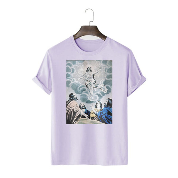 Christianartworkshop Classic Style The Ascension Short Sleeve Washed T-shirt