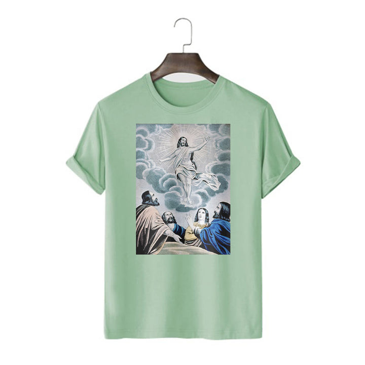 Christianartworkshop Classic Style The Ascension Short Sleeve Washed T-shirt