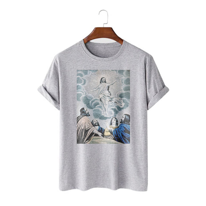 Christianartworkshop Classic Style The Ascension Short Sleeve Washed T-shirt