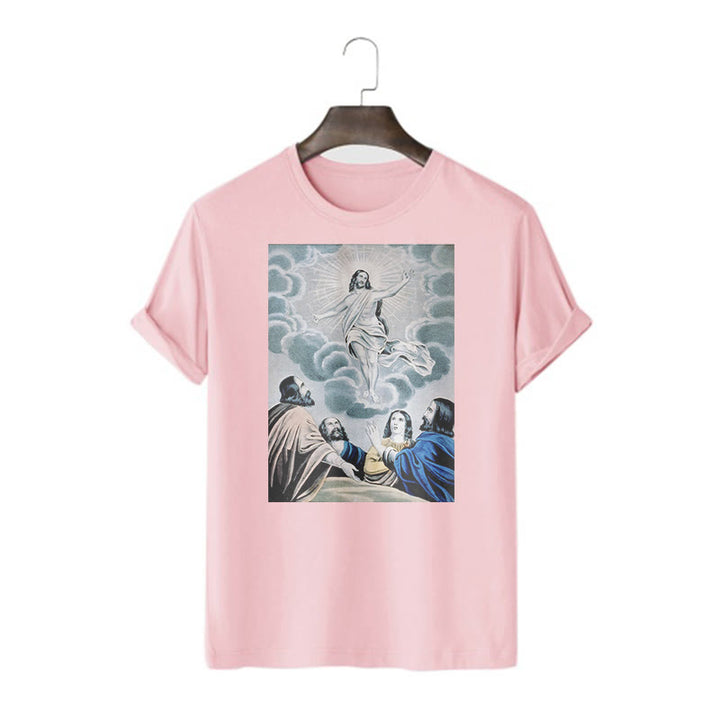 Christianartworkshop Classic Style The Ascension Short Sleeve Washed T-shirt