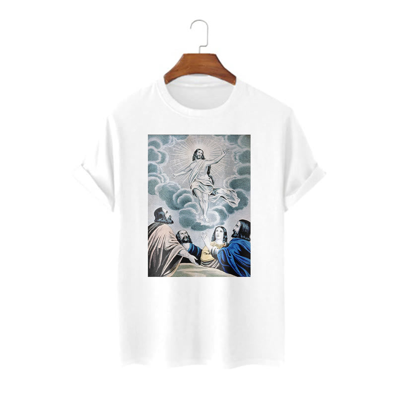 Christianartworkshop Classic Style The Ascension Short Sleeve Washed T-shirt