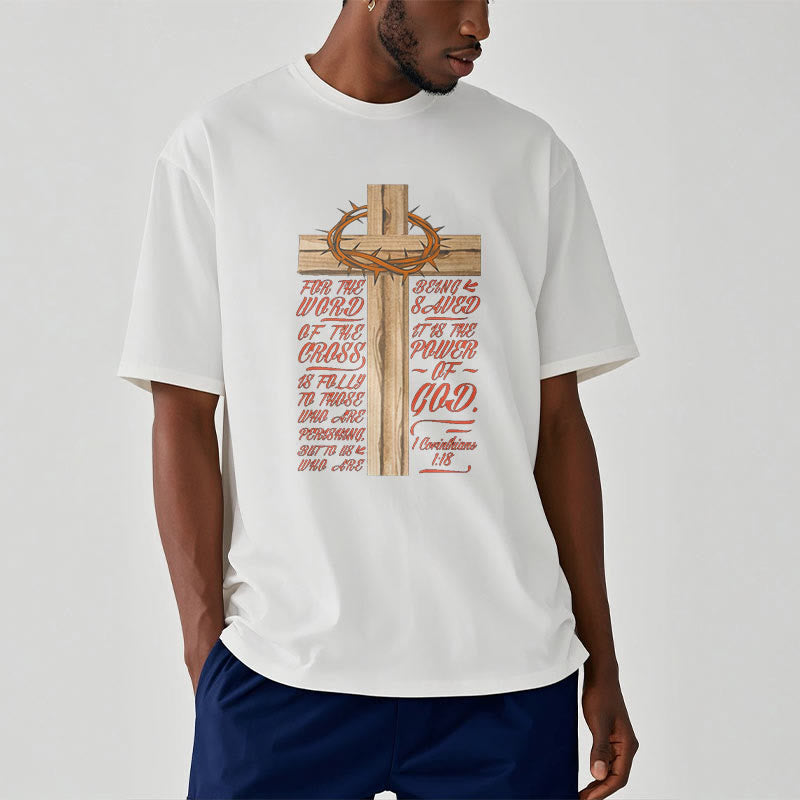 Christianartworkshop Classic Style Power of God - 1 Corinthians 1:18  Short Sleeve Washed T-shirt