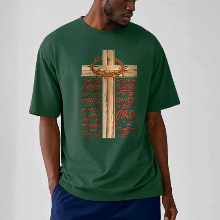 Christianartworkshop Classic Style Power of God - 1 Corinthians 1:18  Short Sleeve Washed T-shirt