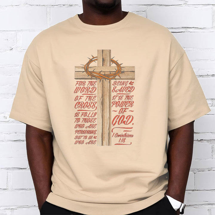 Christianartworkshop Classic Style Power of God - 1 Corinthians 1:18  Short Sleeve Washed T-shirt