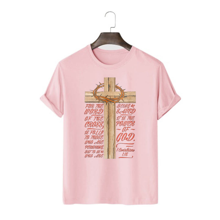 Christianartworkshop Classic Style Power of God - 1 Corinthians 1:18  Short Sleeve Washed T-shirt