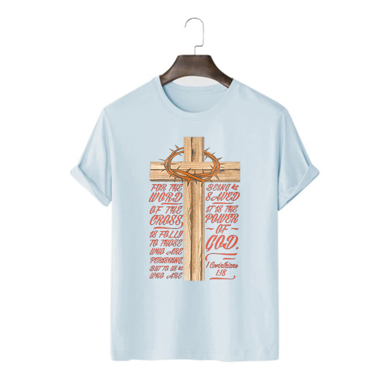 Christianartworkshop Classic Style Power of God - 1 Corinthians 1:18  Short Sleeve Washed T-shirt