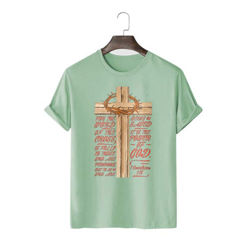 Christianartworkshop Classic Style Power of God - 1 Corinthians 1:18  Short Sleeve Washed T-shirt