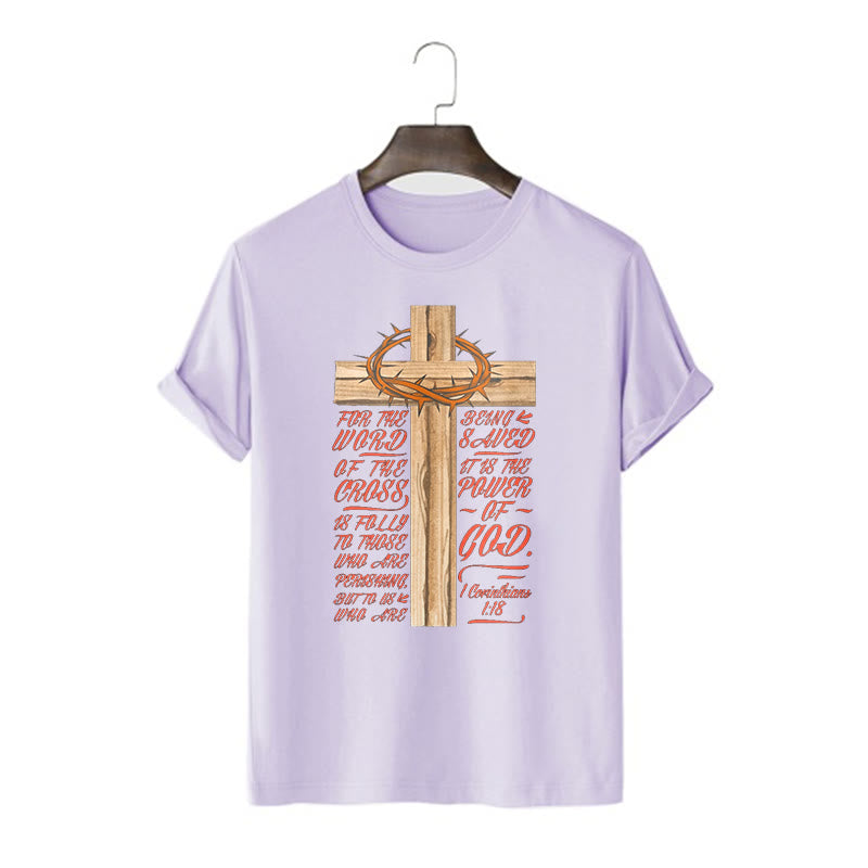 Christianartworkshop Classic Style Power of God - 1 Corinthians 1:18  Short Sleeve Washed T-shirt