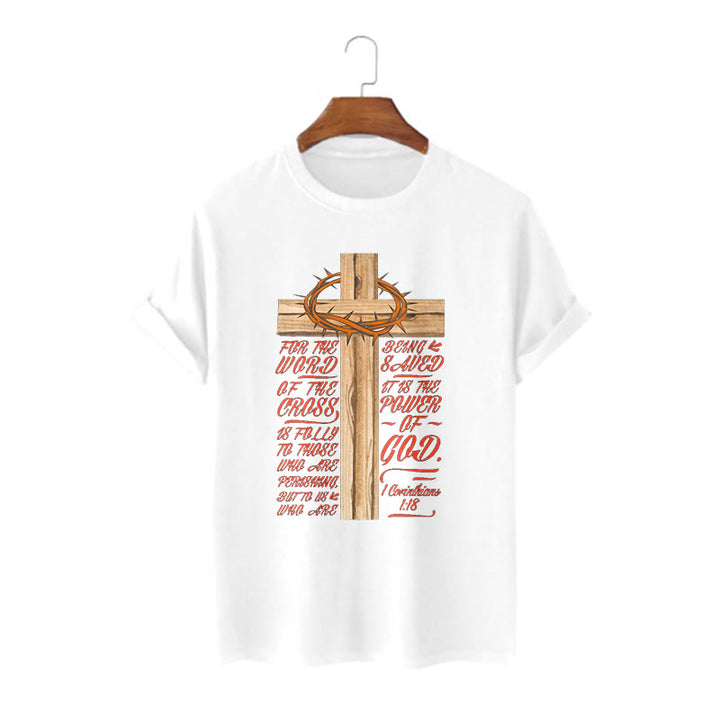 Christianartworkshop Classic Style Power of God - 1 Corinthians 1:18  Short Sleeve Washed T-shirt