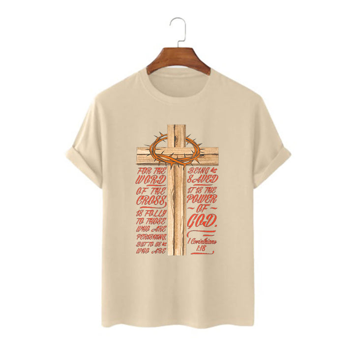 Christianartworkshop Classic Style Power of God - 1 Corinthians 1:18  Short Sleeve Washed T-shirt