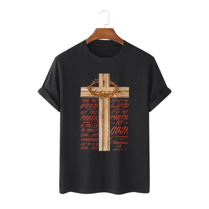 Christianartworkshop Classic Style Power of God - 1 Corinthians 1:18  Short Sleeve Washed T-shirt