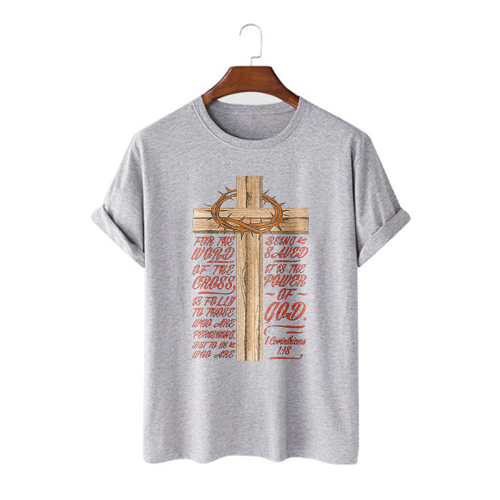 Christianartworkshop Classic Style Power of God - 1 Corinthians 1:18  Short Sleeve Washed T-shirt