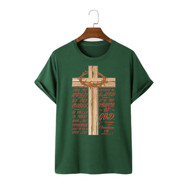 Christianartworkshop Classic Style Power of God - 1 Corinthians 1:18  Short Sleeve Washed T-shirt