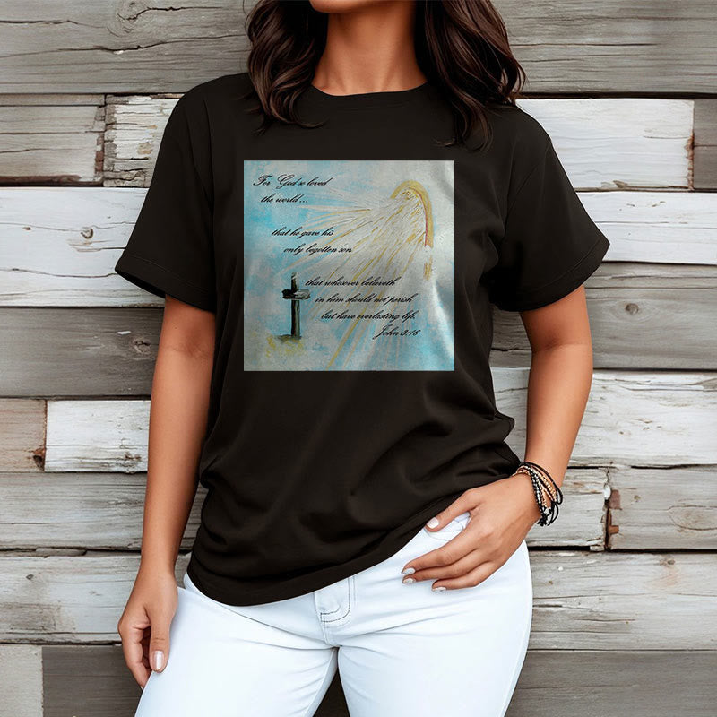 Christianartworkshop Classic Style For God so Loved the World  Short Sleeve Washed T-shirt