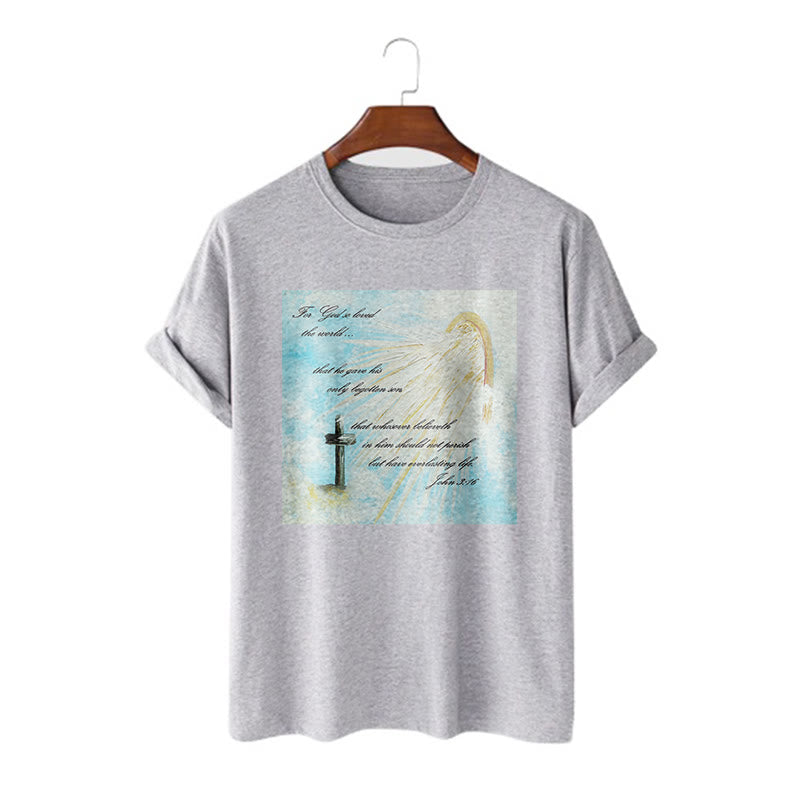 Christianartworkshop Classic Style For God so Loved the World  Short Sleeve T-shirt - Grey - 2XL - image 18