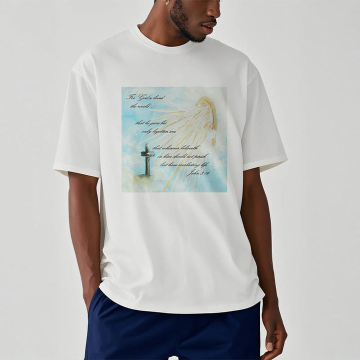 Christianartworkshop Classic Style For God so Loved the World  Short Sleeve Washed T-shirt