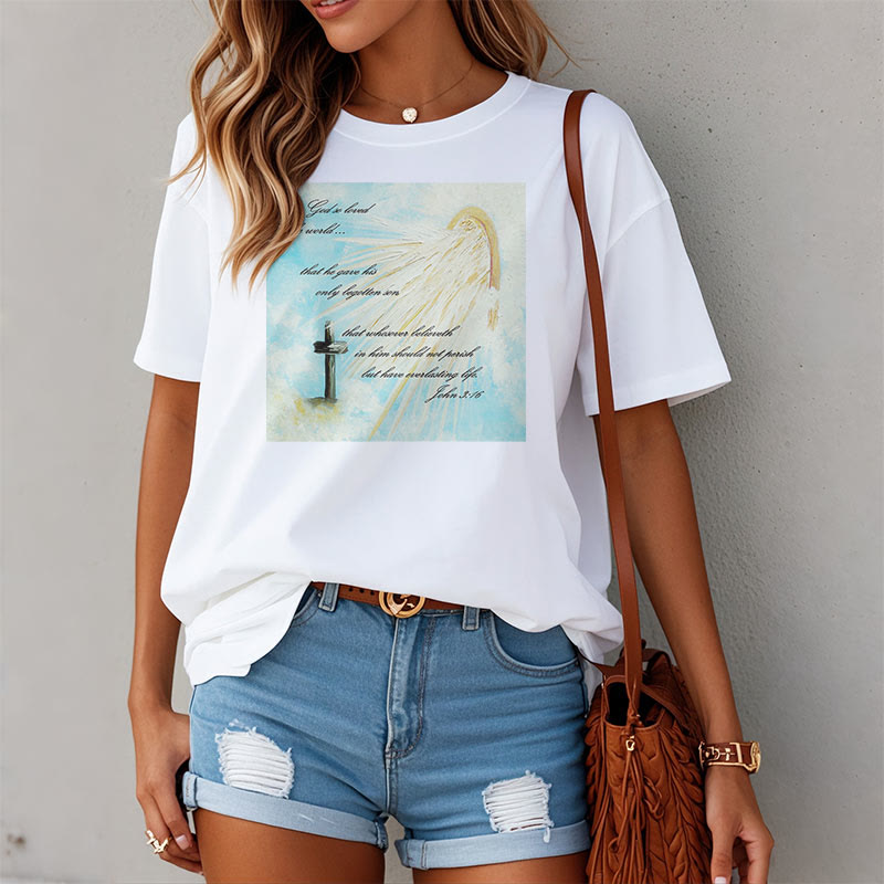Christianartworkshop Classic Style For God so Loved the World  Short Sleeve T-shirt - image 2