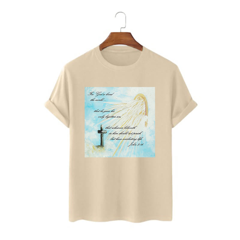 Christianartworkshop Classic Style For God so Loved the World  Short Sleeve Washed T-shirt