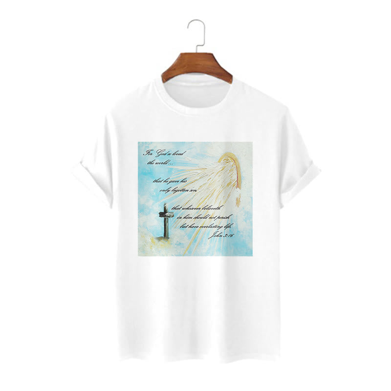 Christianartworkshop Classic Style For God so Loved the World  Short Sleeve Washed T-shirt