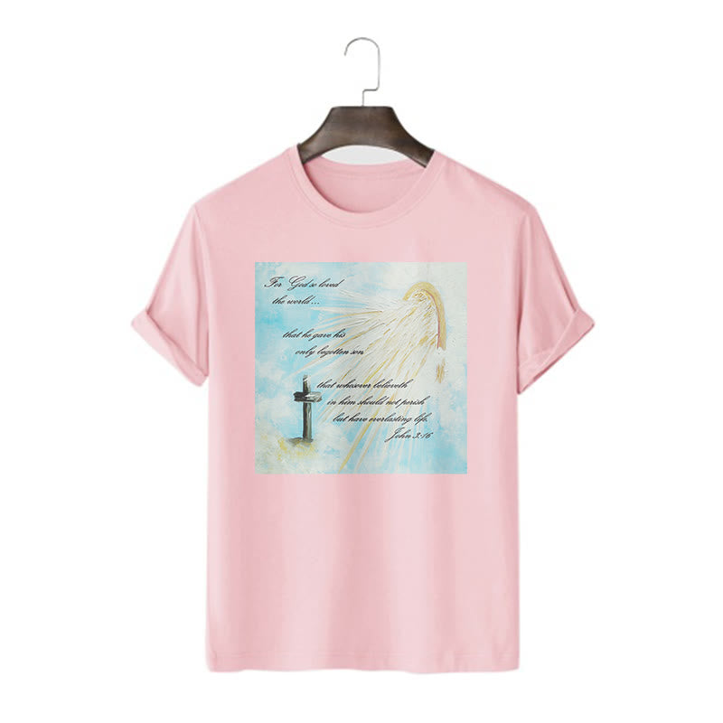 Christianartworkshop Classic Style For God so Loved the World  Short Sleeve T-shirt - Pink - 2XL - image 14