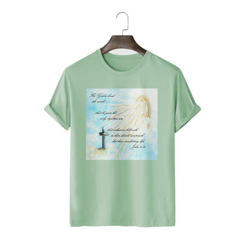 Christianartworkshop Classic Style For God so Loved the World  Short Sleeve T-shirt - Light Green - 2XL - image 12