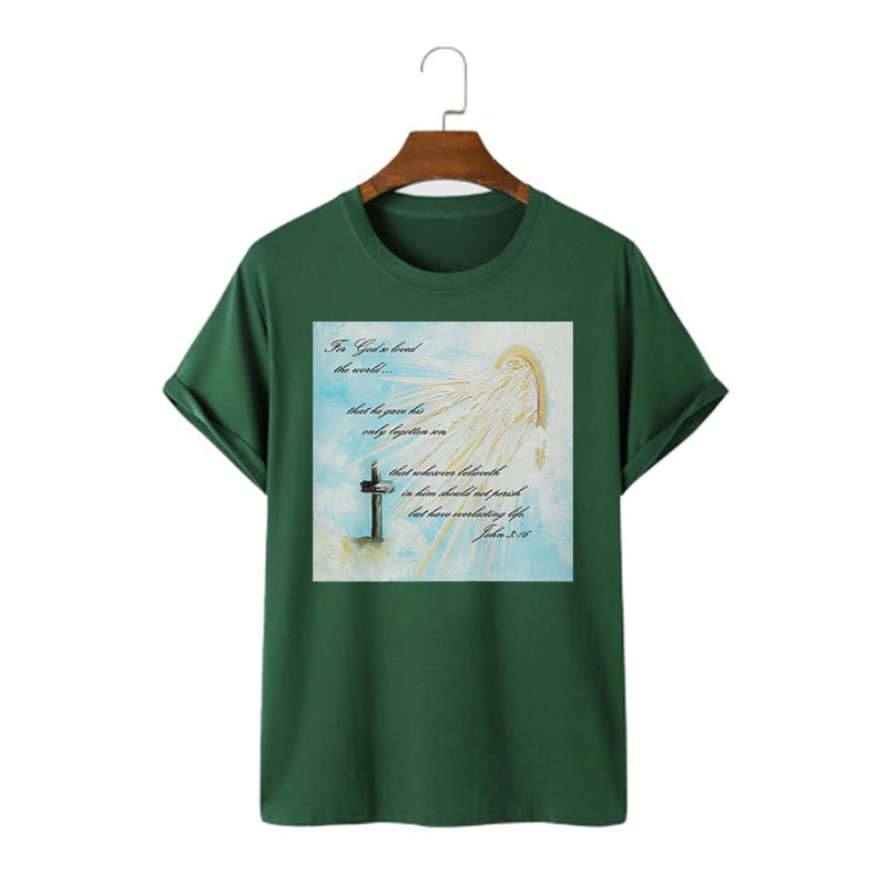 Christianartworkshop Classic Style For God so Loved the World  Short Sleeve Washed T-shirt