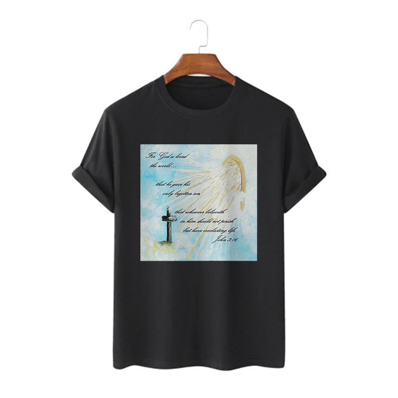 Christianartworkshop Classic Style For God so Loved the World  Short Sleeve Washed T-shirt