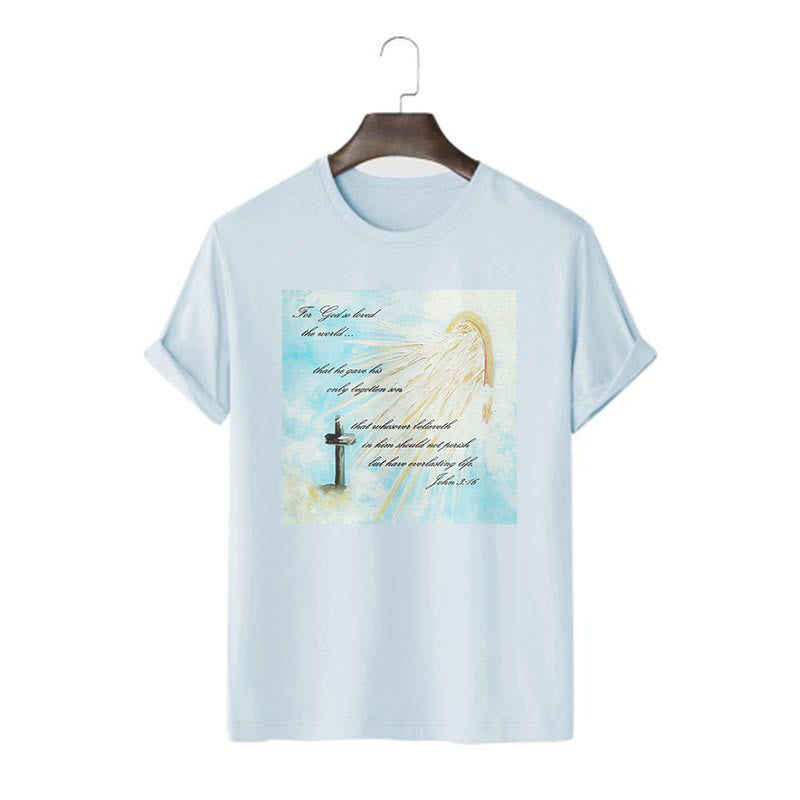 Christianartworkshop Classic Style For God so Loved the World  Short Sleeve T-shirt - Blue - 2XL - image 0