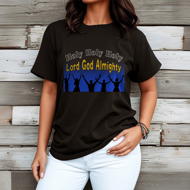 Christianartworkshop Funny Style  Holy Holy Holy is the Lord God almighty Short Sleeve Washed T-shirt