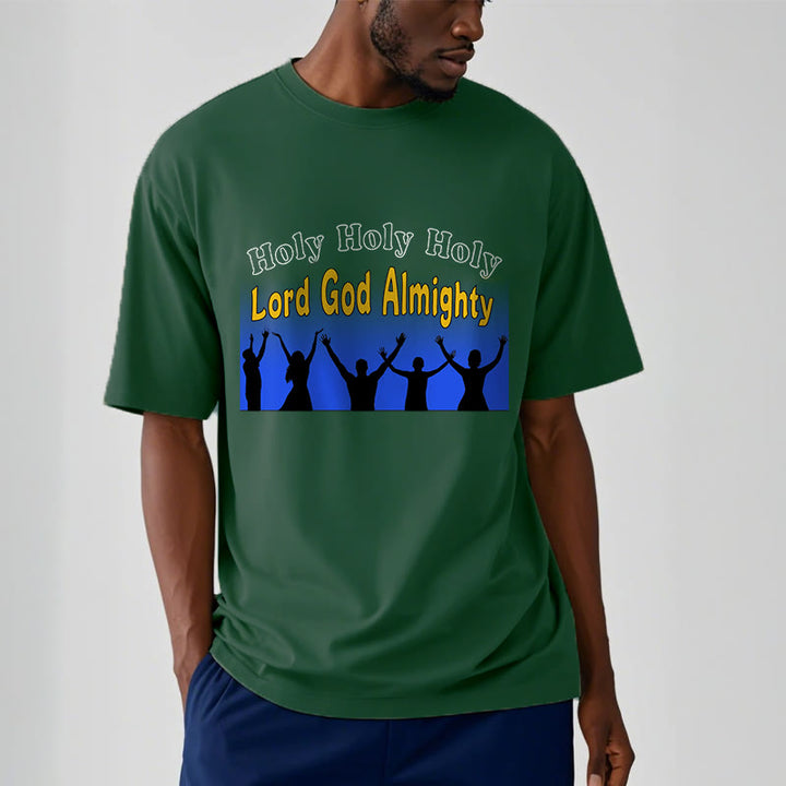 Christianartworkshop Funny Style  Holy Holy Holy is the Lord God almighty Short Sleeve Washed T-shirt