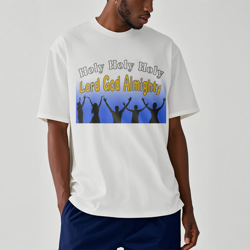 Christianartworkshop Funny Style  Holy Holy Holy is the Lord God almighty Short Sleeve Washed T-shirt